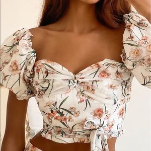 Lulus Floral Print Off-the-Shoulder TOP ONLY